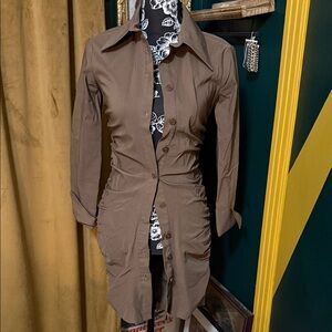 Zara Brown Button-Up Dress